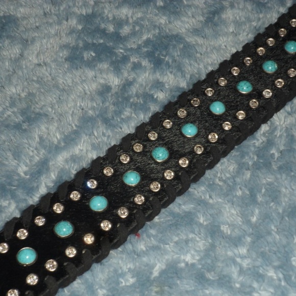 Turquoise Bead and Rhinestone studded western belt main image 8